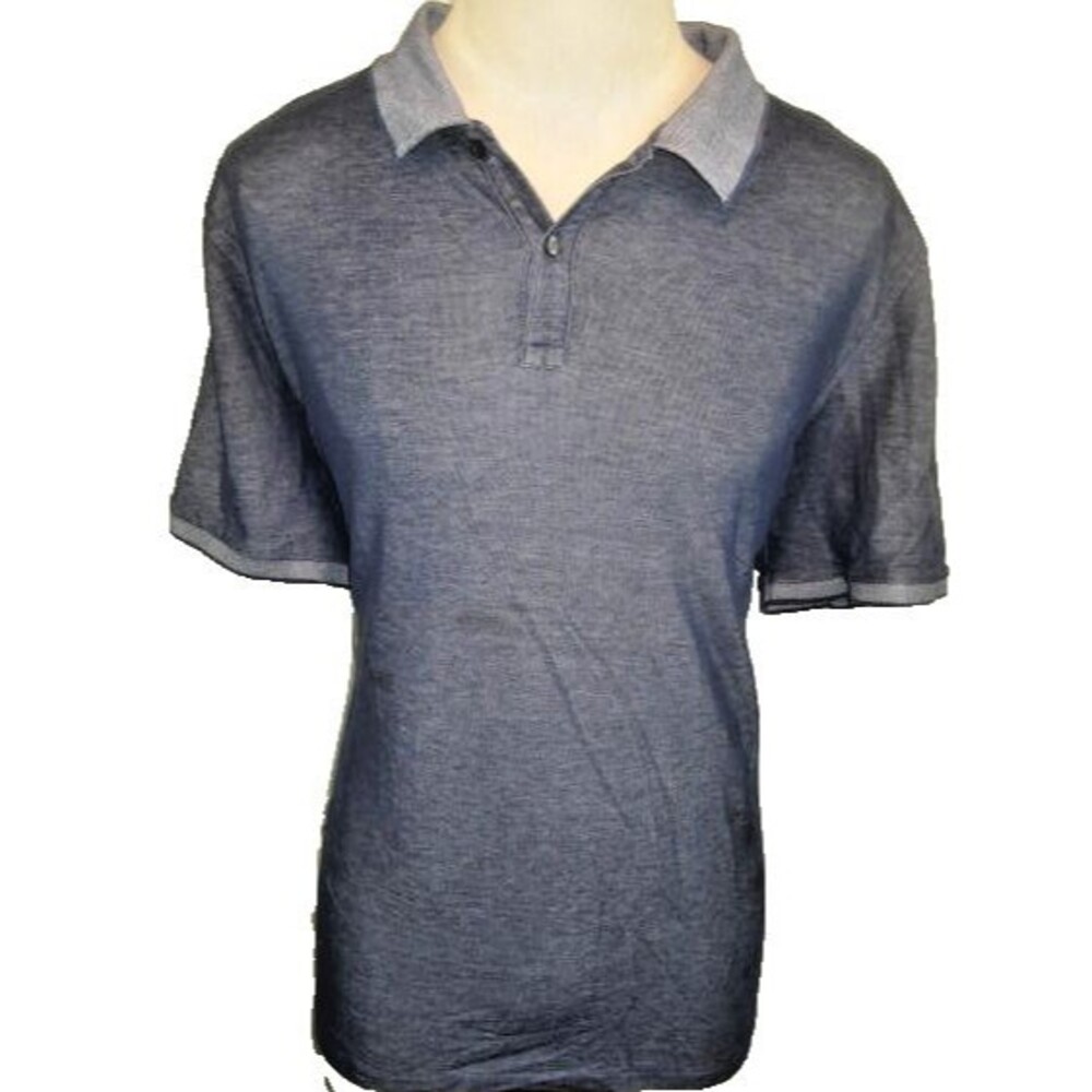 Mens CALVIN KLEIN Gray Pinpoint Cotton/Poly SS Golf Polo Casual Shirt sz 2XL